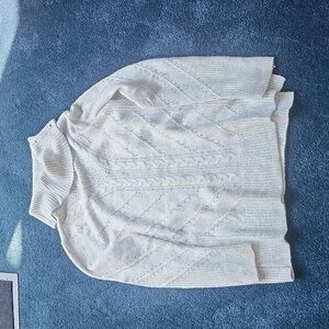 White House Black Market Cream Cowl Neck Studded Sweater Tunic Style